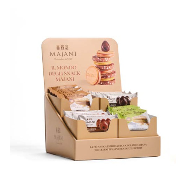 Majani – Espositore in cartotecnica a due piani per snack