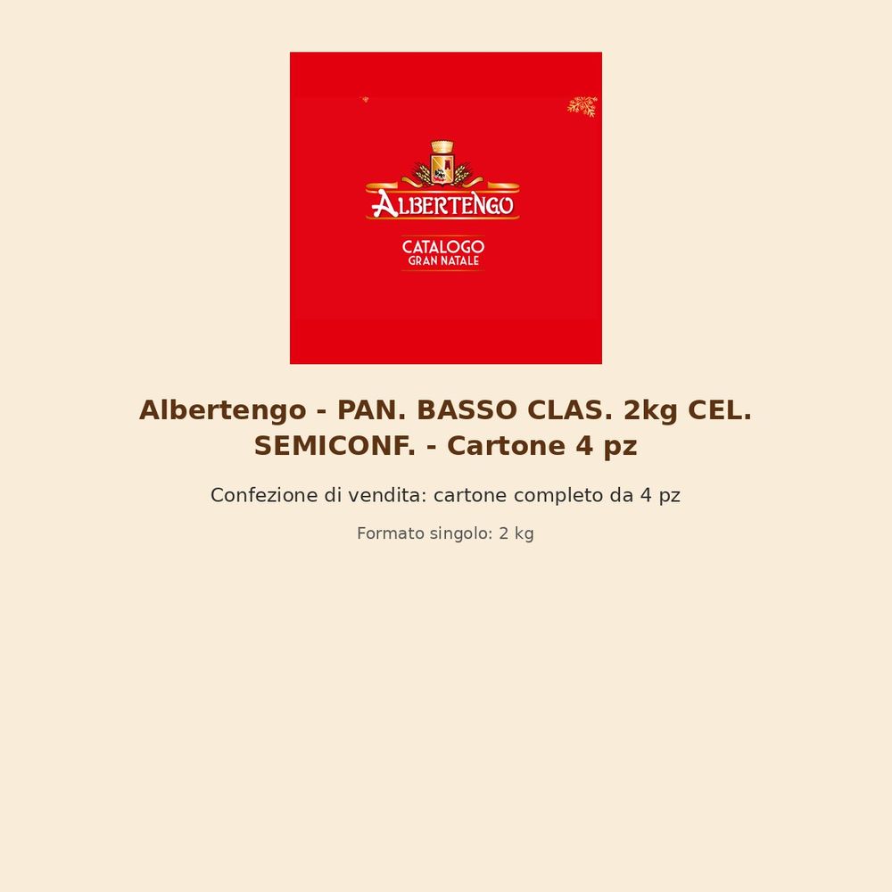 Albertengo – PAN. BASSO CLAS. 2kg CEL. SEMICONF. – Cartone 4 pz