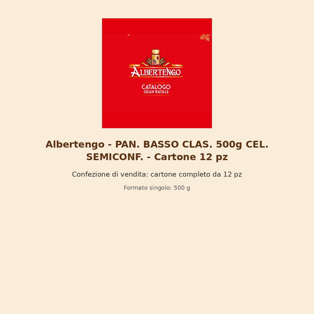 Albertengo – PAN. BASSO CLAS. 500g CEL. SEMICONF. – Cartone 12 pz