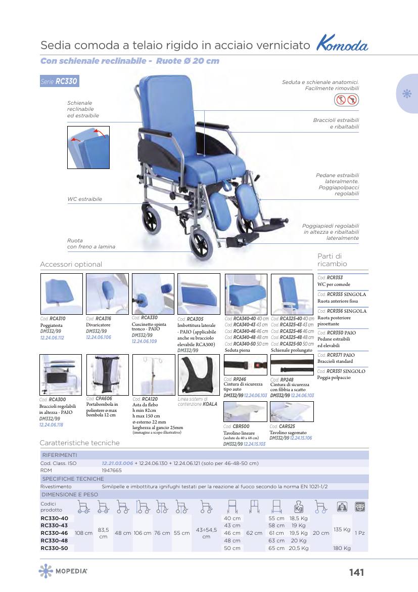 Moretti – SEDIA COMODA RECL.VERN.4 RUOTE 20CM 50CM