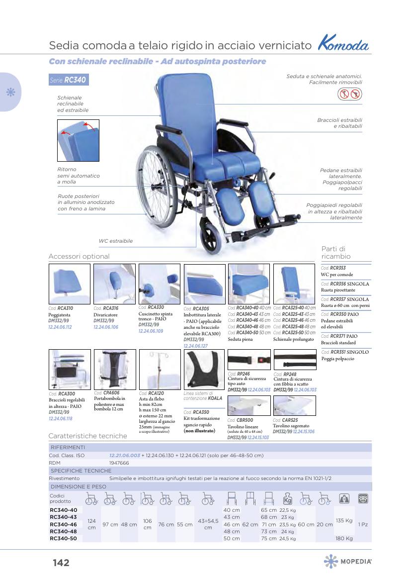 Moretti – SEDIA COMODA RECL.RUOTE GRANDI POST.50CM