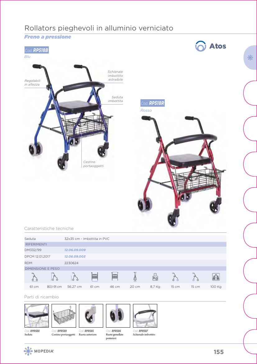 Moretti – ROLLATOR IN ALLUMINIO ATOS BLU