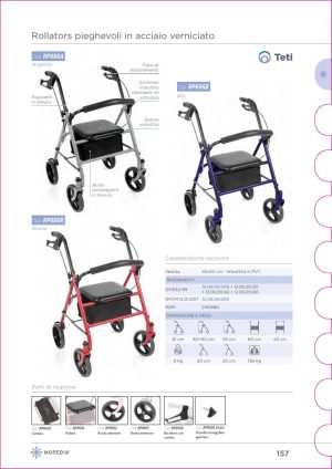 Moretti - ROLLATOR PIEGHEVOLE IN ACCIAIO ROSSO