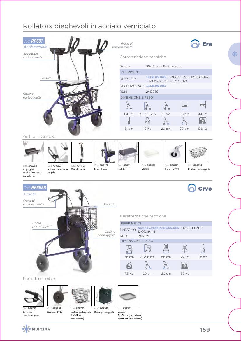 Moretti – ROLLATOR IN ACCIAIO 3 RUOTE BLU