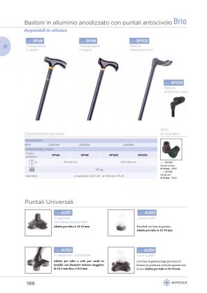 Moretti - BASTONE ALLUMINIO REGOL.MANICO DX ANAT.