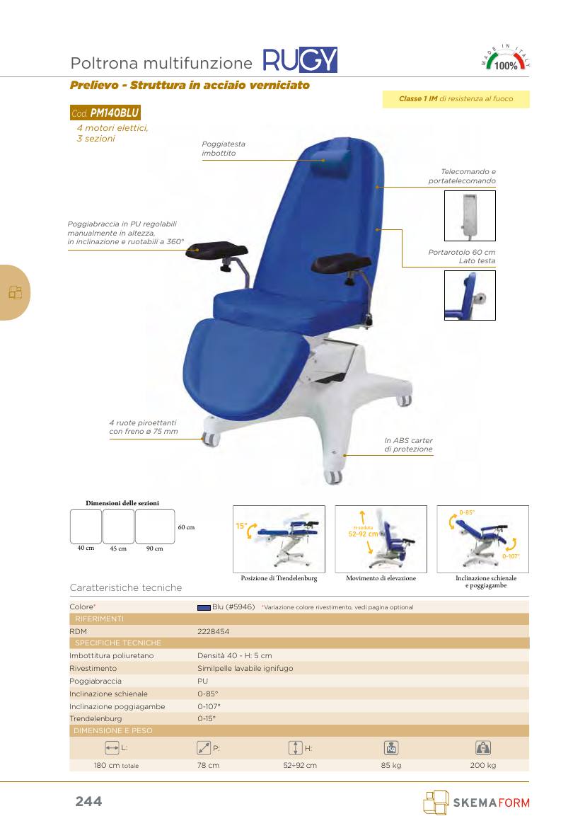 Moretti – POLTRONA MULTIF.PRELIEVI RUGY BLU
