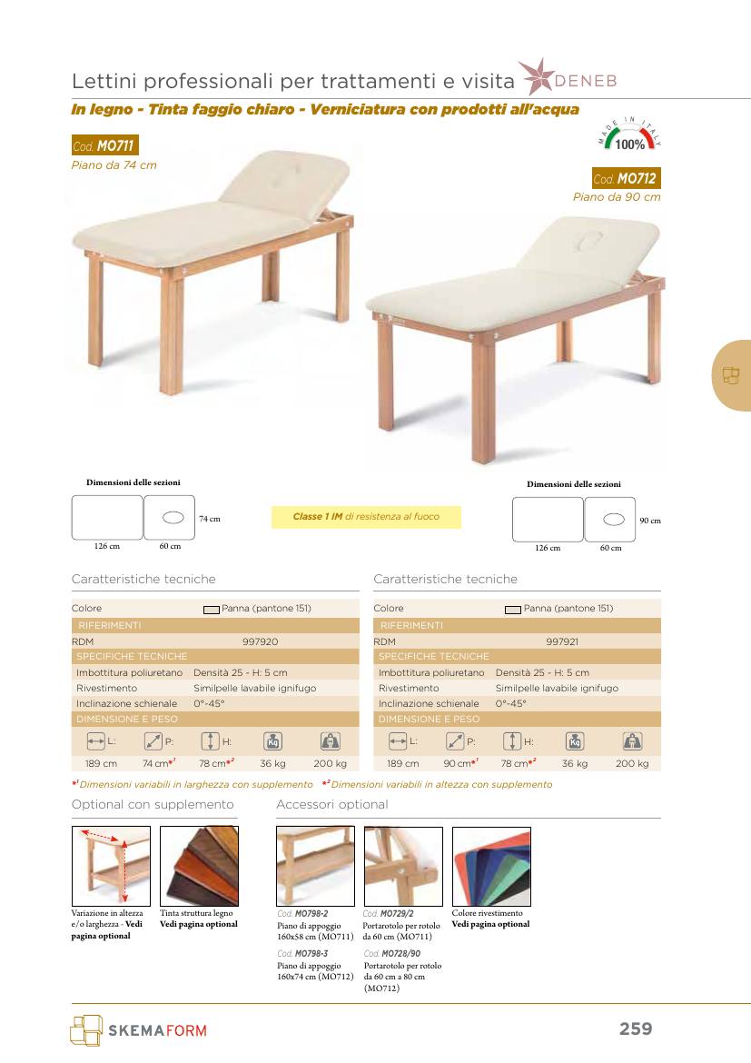 Moretti – LETTO LEGNO LARGO C/FORO DENEB