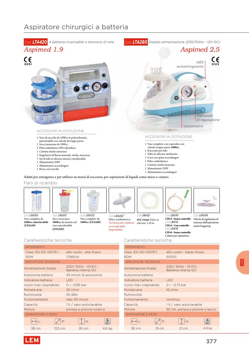 Moretti – ASPIRATORE CHIR.NUOVO ASPIMED 2.5-12VB