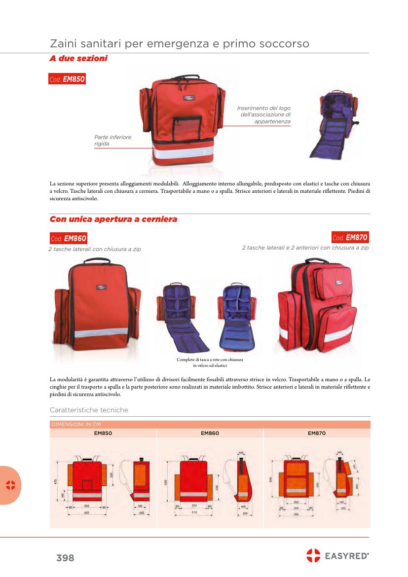 Moretti – ZAINO PER EMERGENZA DUE TASCHE LATERALI